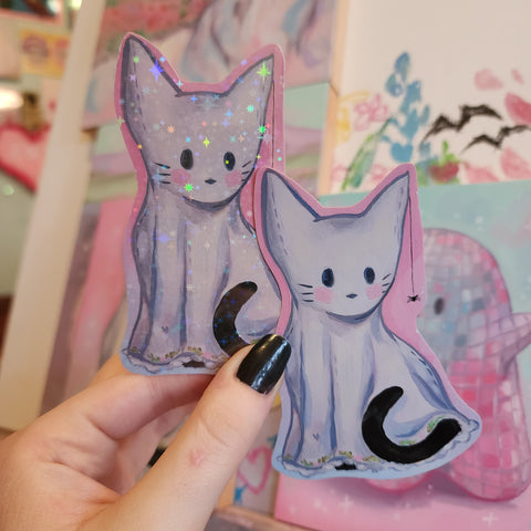 Floral Ghost Kitty Stickers!