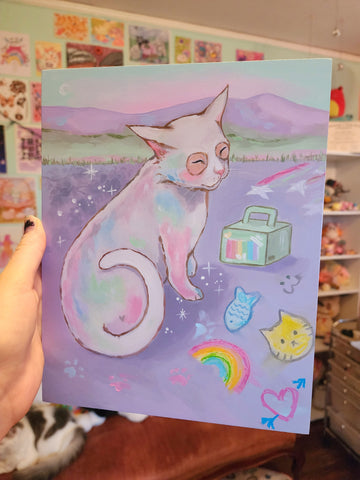 Chalk Kitty Original Painting!