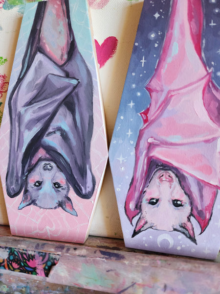 Sleepy Bats Diptych Original Paintings