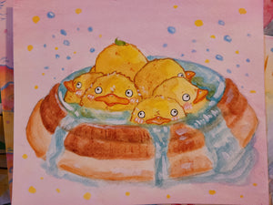 Duck Bath Original Painting