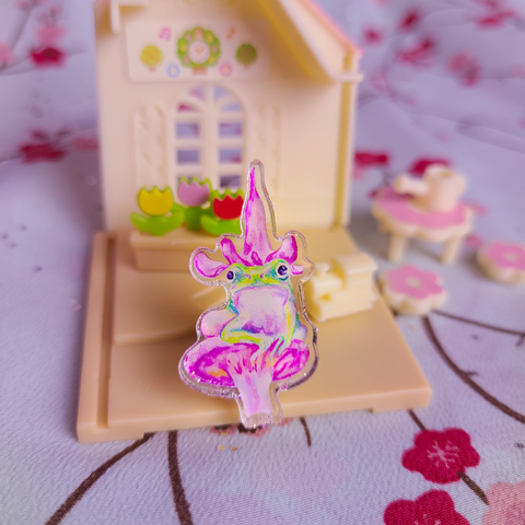 Flower Frog Acrylic Pin!