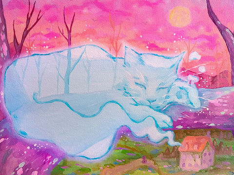 Ghost Kitty Original Canvas