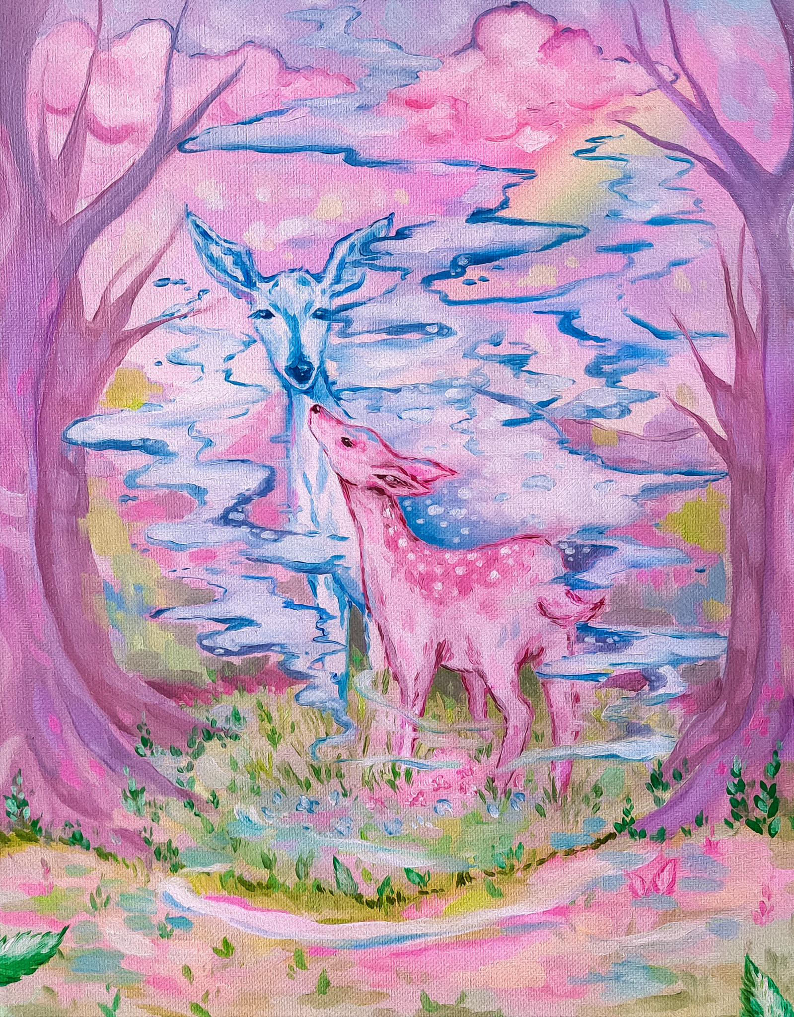 Mother in the Mist (fawn and ghost deer) Prints