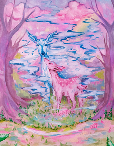 Mother in the Mist (fawn and ghost deer) Prints
