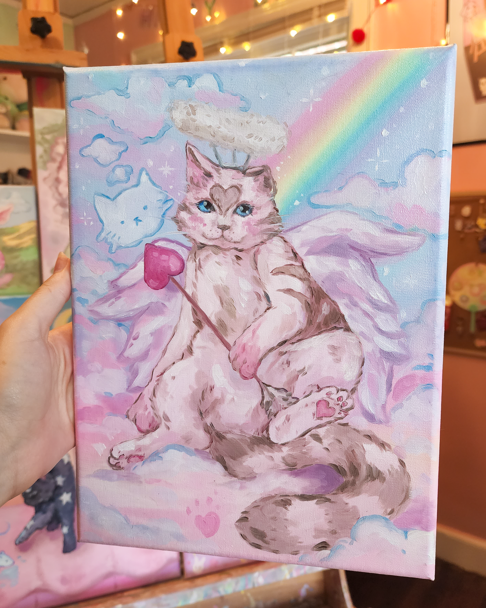 Cupid Cat Original Painting
