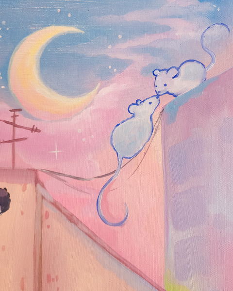 Star Cat & the Ghosts Original Painting