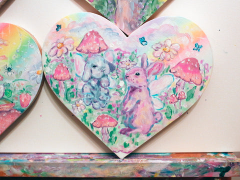 Fairy Bunny Hearts Original Painting