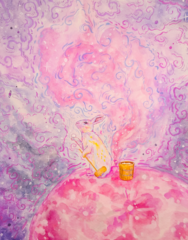 Mochi on the Moon Original Painting