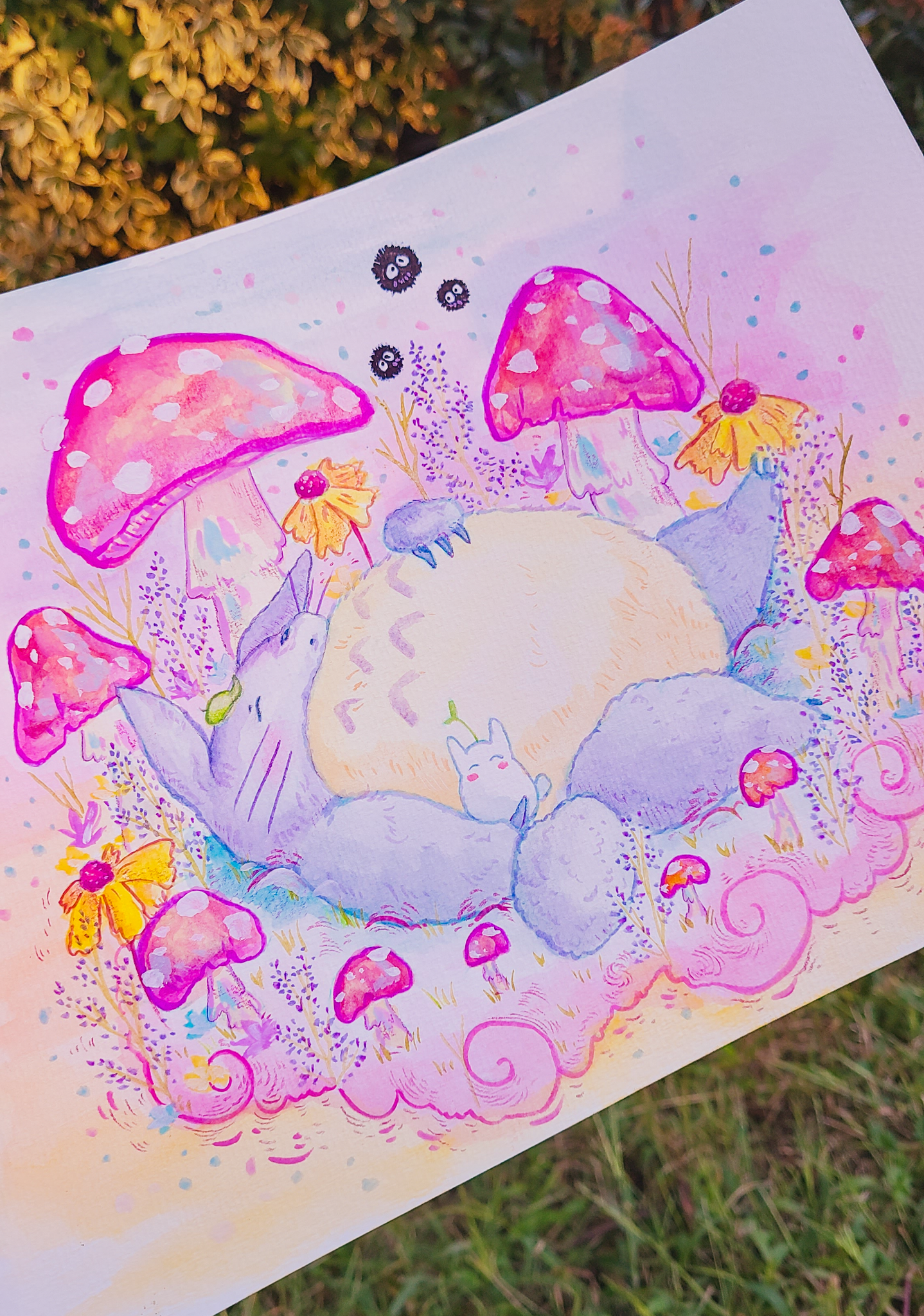 Original Totoro Mushroom Painting
